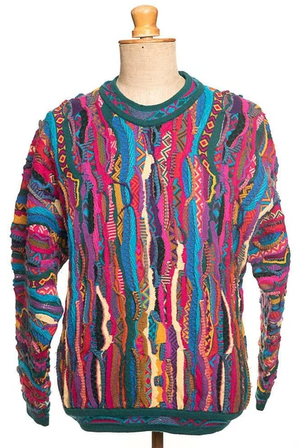 Vintage 90S COOGI Australia Felpa Rétro Testurizzato Grande Biggie Piccoli S/XS