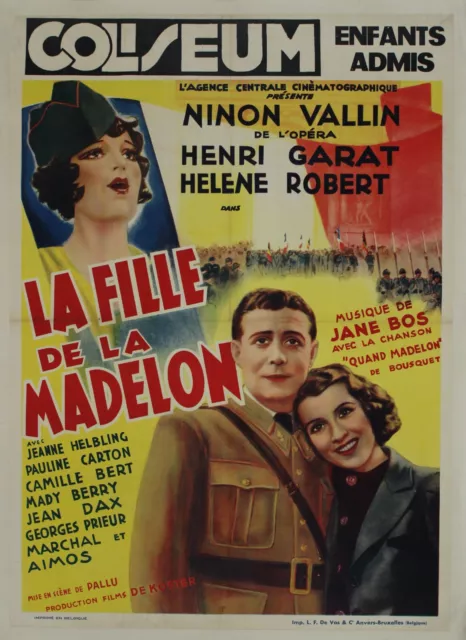 La fille de la Madelon 1937 Affiche Originale Cinéma Belgique