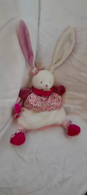 Doudou et compagnie Marionnette Cerise le lapin blanc rose prune État Neuf