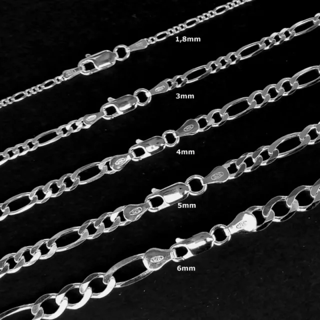 Figarokette Silberkette Echt 925 Sterling Silber Panzerkette Kette Halskette Neu