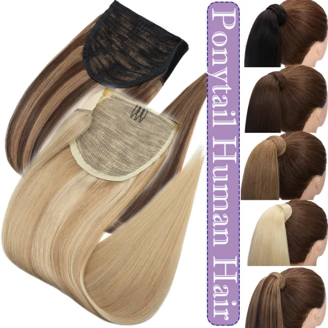 Thick 100% Remy Human Hair Wrap Around Ponytail Clip In Pony Tail Hairpiece 22in