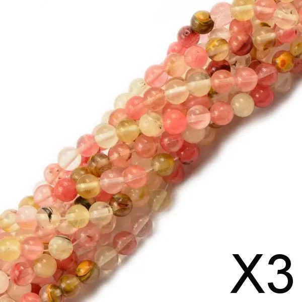 3X 8 Mm Tourmaline Gemstone Bijoux DIY Craft Making Perles Lâches Rondes 15