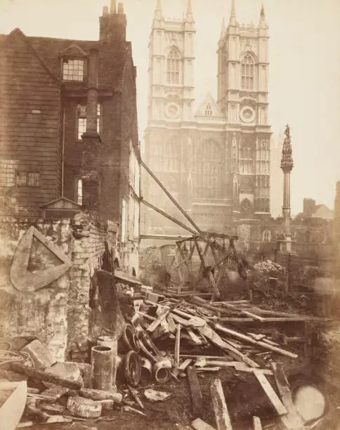 Construction Of The Metropolitan District Railway, Westminster 2 Train Old Photo