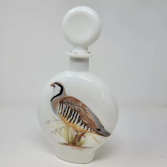 Vintage 1969 Milk Glass Decanter Chukar Partridge Field Bird by Singer Arthur LE