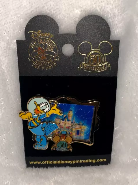 New Disney Disneyland 50th Donald Duck Sleeping Beauty Castle In Gold Frame Pin