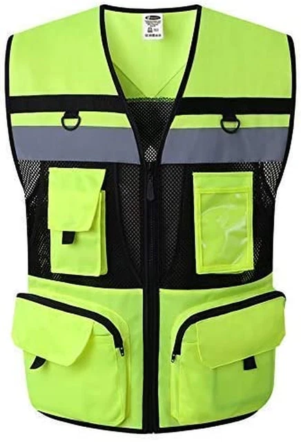 10 Pockets Class 2 High Visible Reflective Safety Vest Breathable and Mesh Linin