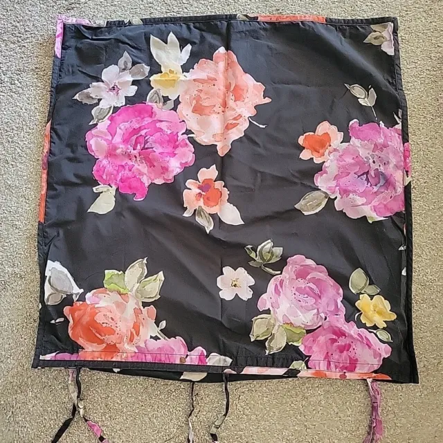 PB Teen Pottery Barn VINTAGE BLOOM Large Roses Floral Euro Sham Pink Black MINT