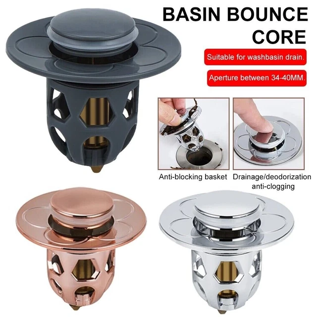 Bouchon De Lavabo Pop-Up - Noyau Cuivre, Corps ABS Chromé - Diamètre 34-40 Mm - Pour Salle De Bain & Cuisine