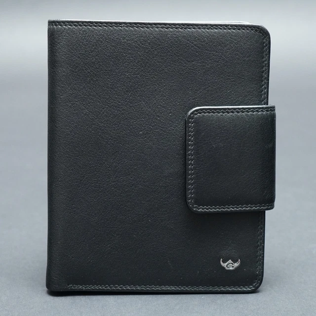 NOS Oro Testa Portafoglio Pelle Nero 16 Scomparti Carte 1.98.Buc