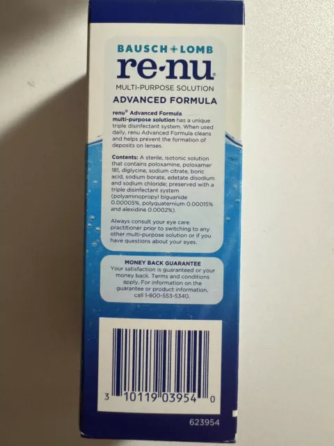 Solución de fórmula avanzada multipropósito Bausch + Lomb ReNu, 2 Fl.OZ 3