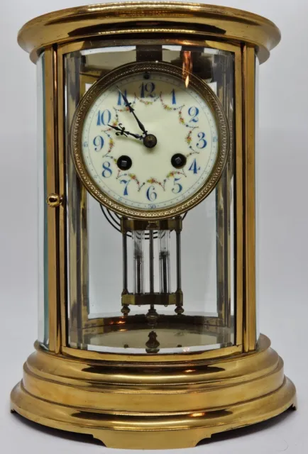 1889 Marti Französischer Viktorianisch Abgerundete Messing Glas Kristall Für Uhr