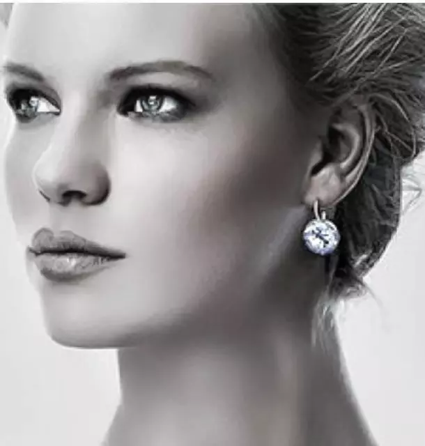 Bella Earrings Made With Genuine Swarovski Crystals Silver Plated Bezel Lever