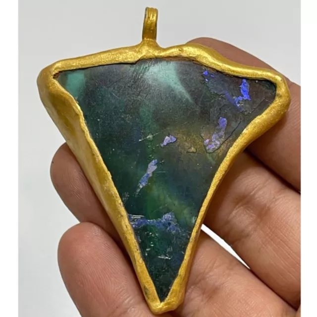 Wonderful unique Ancient Roman Glass Gold Plated lovely Pendant