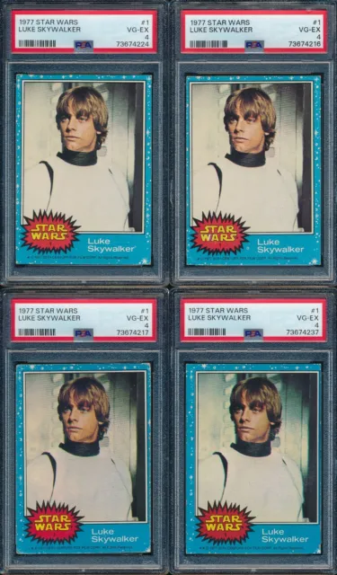 1977 Topps Star Wars #1 Luke Skywalker Rc Psa 4 Vg-Ex Rookie *Lot Of 4*