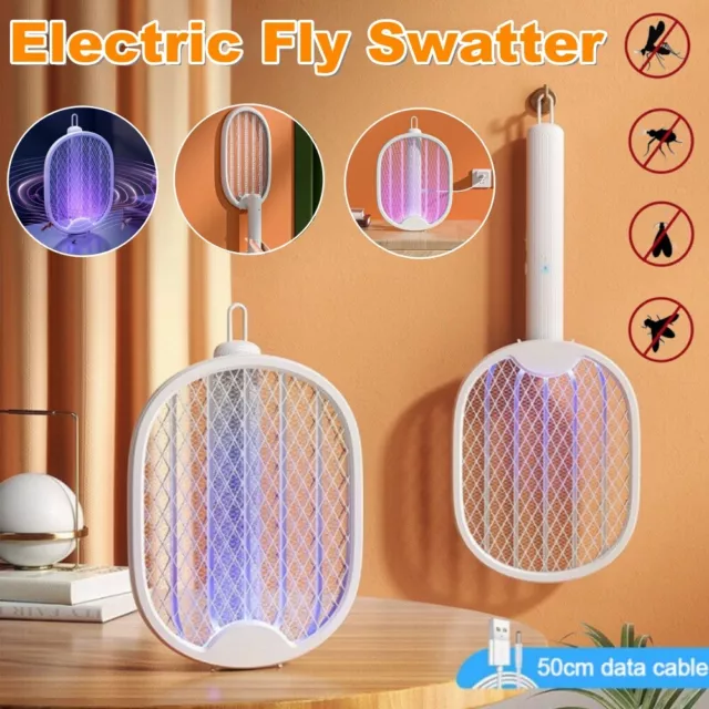 Bug Zapper Racket Fly Swatter Mosquito Bat Wasp Electric Insect Pest Killer USB