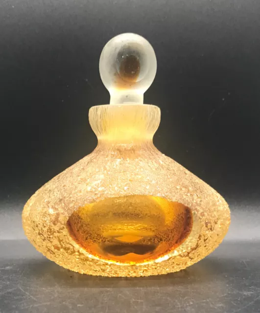 SAKS FIFTH AVENUE Crystal Gold Amber Perfume Bottle with Textured glass ...