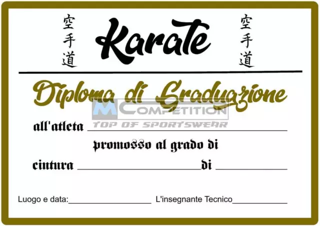 10 Diploma di graduazione Karatedo Premiazione Cambio Cintura Arti Marziali