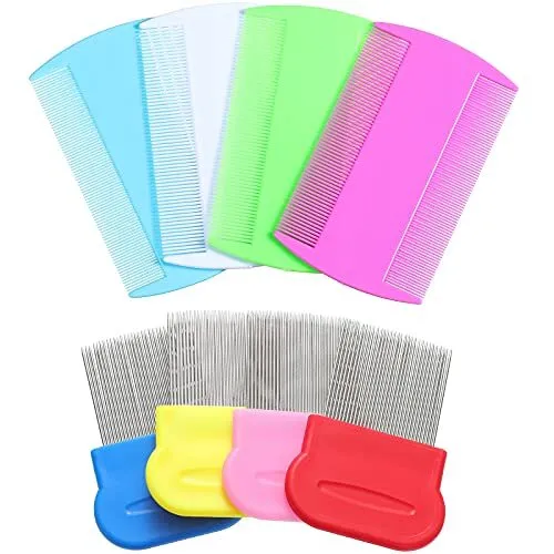 8 Pieces Flea Lice Combs Double Sided Lice Removal Comb Hair Grooming Comb wi...