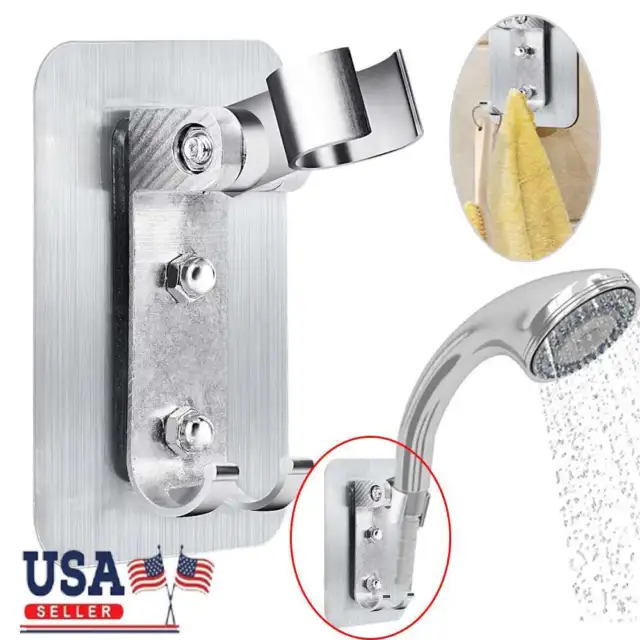 Adjustable Bathroom Shower Head Holder Self-adhesive Wall Mounted Shower Bracket
