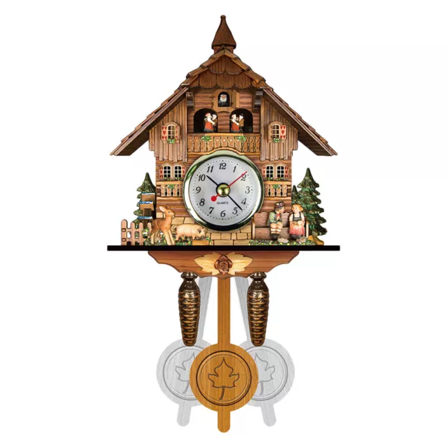 Retro Cuckoo Wall Clock Forest House Bell Swing Alarm Clock Home Art Decor