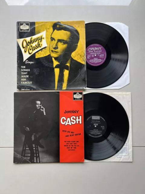 Johnny Cash x 2 UK Press LP's - Songs That Made Him Famous - Hot Blue Guitar