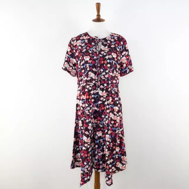 Purple Tommy Hilfiger Maroon Floral Print Midi Dress sz 14