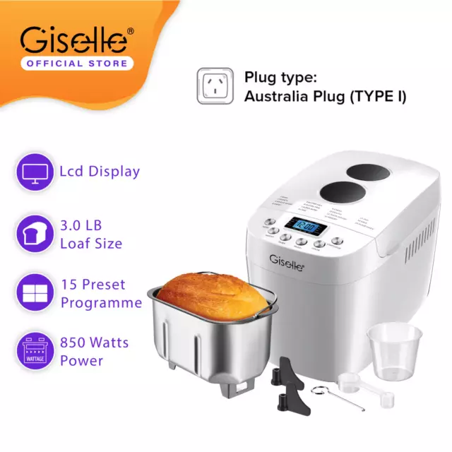 Giselle Vintage Multi Functional Bread Maker Size L Dual Blades 850W (3.0LB)