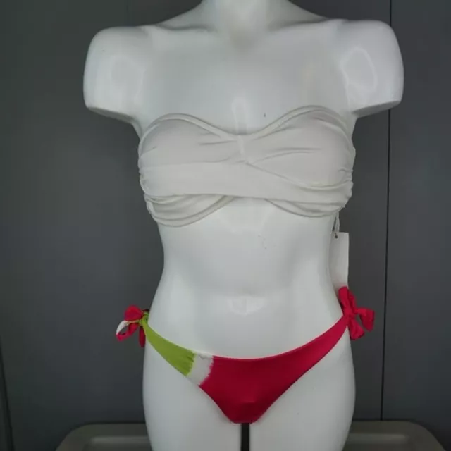 Vitamin A Bel Air White Bandeau size M/8 and Tie Side Brazilian Pant size L/10