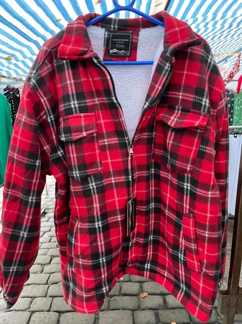 Mens Padded Shirt Fur Lined Lumberjack Flannel Work Jacket Warm Thick Casual Top