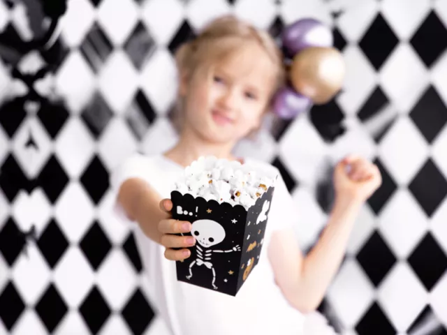 BOO! Popcorn-Schachteln, Mix, 7x7x12,5cm (1 VPE / 6 Stk.)