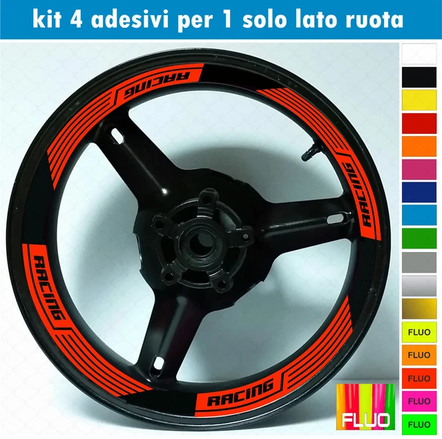 Kit 4 adesivi interno Cerchi Moto racing wheels ruote 17 Pollici inner rim INT02
