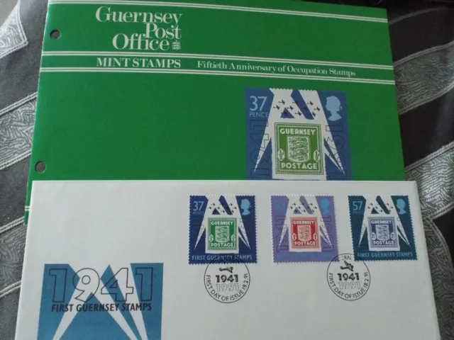 Guernsey 1991 - First Guernsey Stamps - FDC & Mint stamps MNH SG485-487 2 SETS