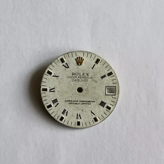 Rolex White Roman used Dial genuine, 23,2mm, for Oyster Perpetual Date