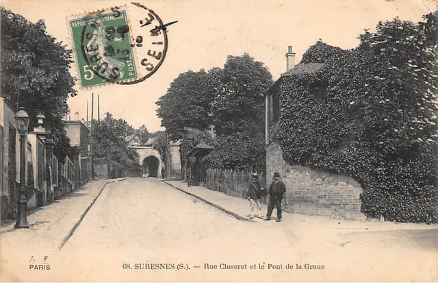 92 .n°  107924  .  suresnes . rue cluseret et le pont de la groue .