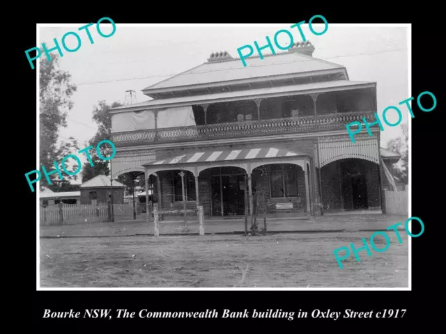 LARGE OLD HISTORICAL PHOTO OF BOURKE NSW COMMONWEALTH BANK ON OXLEY St c1917