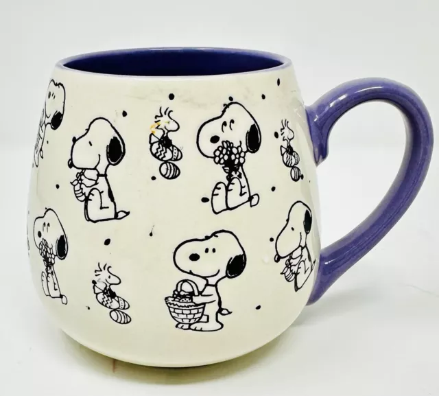 Hallmark Peanuts Snoopy Woodstock Ceramic Easter Mug Coffee Cup, Purple, White