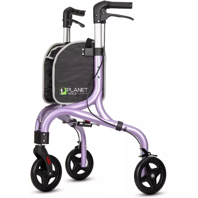 3 Three Wheel Rollator Walker For Seniors Portable Foldable Ultra Lightweight