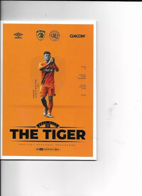 PROGRAMME - HULL CITY v QUEENS PARK RANGERS (QPR) - 14 AUGUST 2021