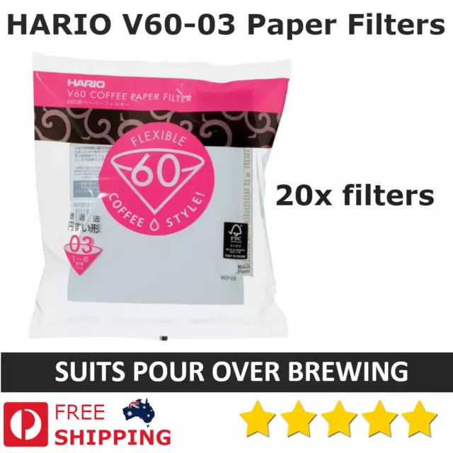 20x HARIO V60 (1-6) V60-03 White Paper Filters Coffee Dripper Pour Cone Brewing