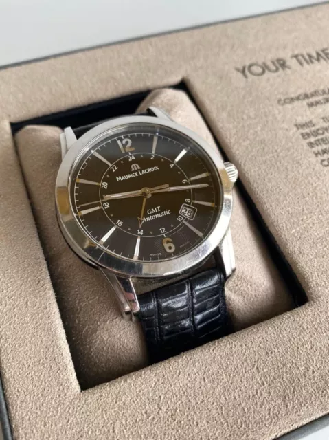 Maurice Lacroix Pontos GMT 40mm Leather Band Men's Wristwatch PT6068 (Used)
