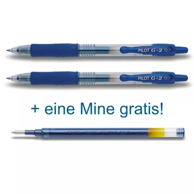 Pilot G2-07 Gelschreiber blau - 2er-Set + Gratismine