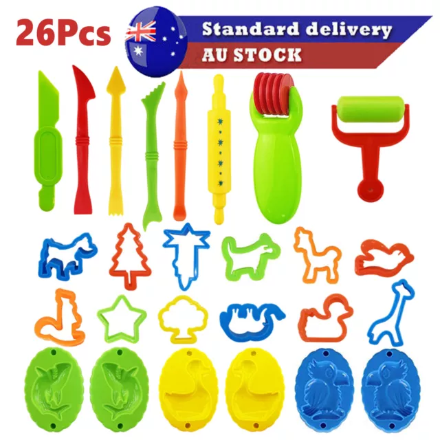 26X Dough Tools Extrusion Play Set Modelling Clay Extrusion Mold Kids Toys NEW