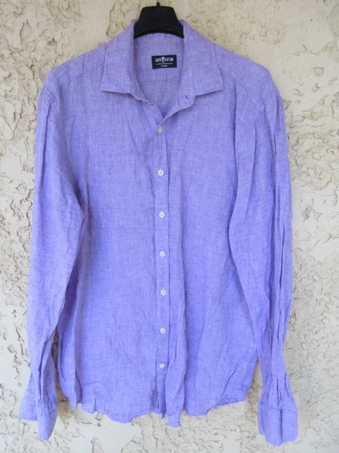 Chemise Café Coton En Lin Parme - Manches Longues - Taille L Homme - Occasion Très Bon État