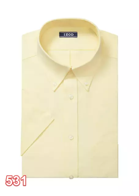 IZOD Men's Dress Shirt Regular Fit Short Sleeve Stretch, Lemon, 17-17.5/xl