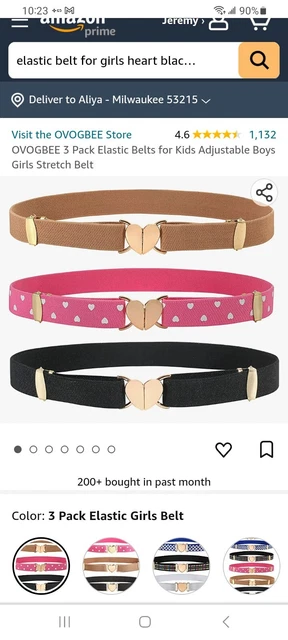 Hamry 3 Pieces Girl Belts Kids Elastic Stretch Belt Adjustable Stretch Belts ...
