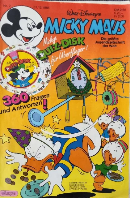Walt Disneys Micky Maus Nr. 2 31.12.1986 (ehapa) Ohne Spiel- und Bastelteil
