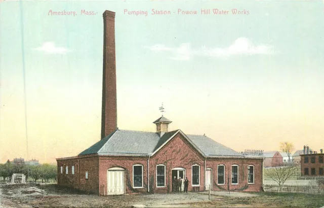 Amesbury Massachusetts Pumping Station Powow Hill Water Works Postcard