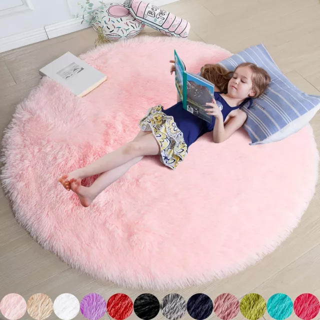 Pink Round Rug for Girls Bedroom