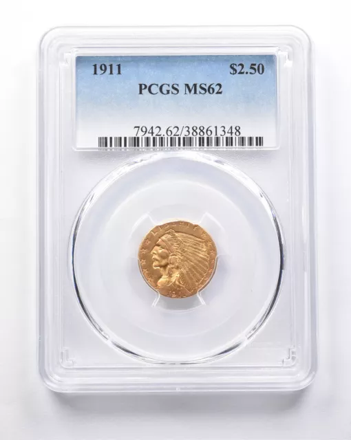 MS62 1911 $2.50 Indian Head Gold Quarter Eagle PCGS *6941