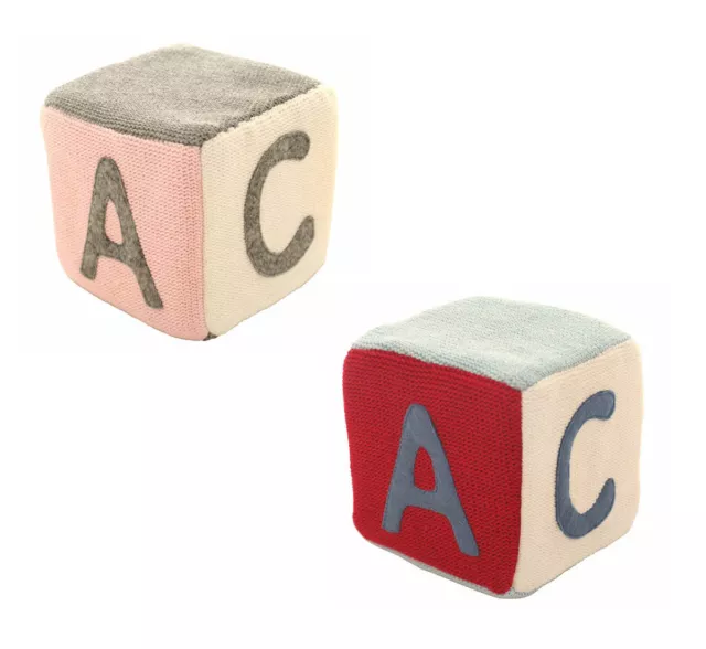 Alimrose Fabric Knit ABC Cube Baby Rattle Toy